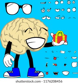 funny brain cartoon expressions set in vector format 