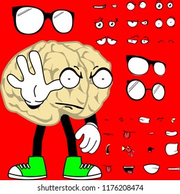 funny brain cartoon expressions set in vector format 
