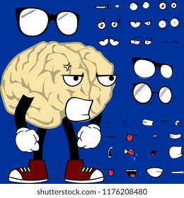 funny brain cartoon expressions set in vector format 