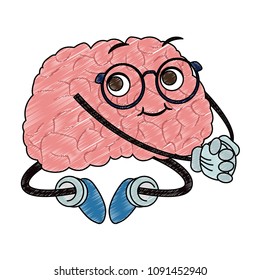 Funny brain cartoon scribble