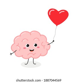 Funny brain character holding