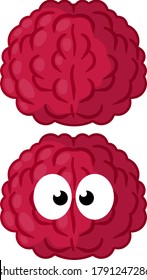 Funny brain with eyes. Cute and evil character. Thought and think.
