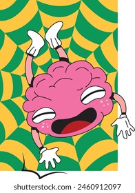 Divertido cerebro que cae ilustración de carácter arte abstracto