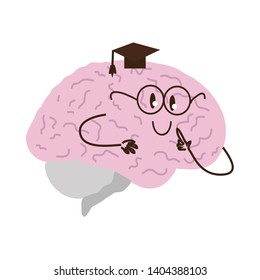 Funny brain on a white background. Vector illustration.