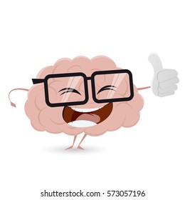 funny brain with thumbs up