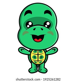 Funny Brazilian Turtle Cartoon Characters standing and greeting, best for logo or mascot of Aquarium Pet Shop