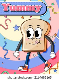 Funny bread cartoon character illustration