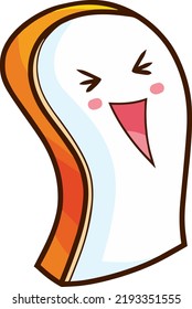 Funny bread character laughing happily