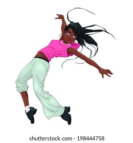 Funny breakdancer. Vector isolated character.