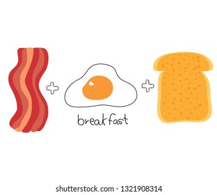 funny breakfast on white background.