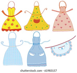 Funny bright  aprons set with different patterns