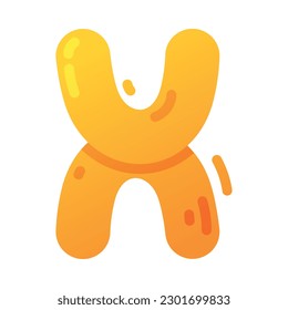 Funny Bright Balloon Letter X of Children Alphabet Vector Illustration