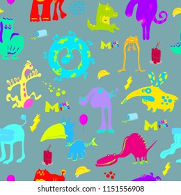 funny bright color monsters pattern 