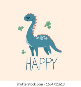 funny bright dinosaur growls kids illustration