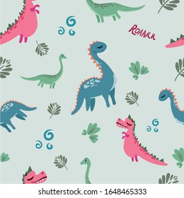 funny bright dinosaurs baby pattern