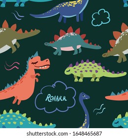 funny bright dinosaurs baby pattern