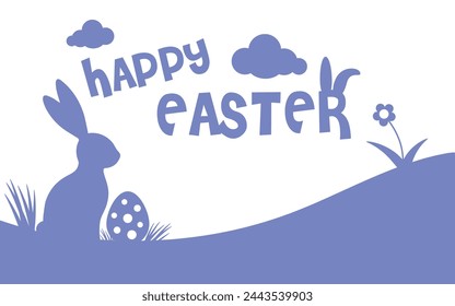 Una ilustración divertida y brillante para Pascua. Conejo divertido y huevos brillantes. Ilustración vectorial.