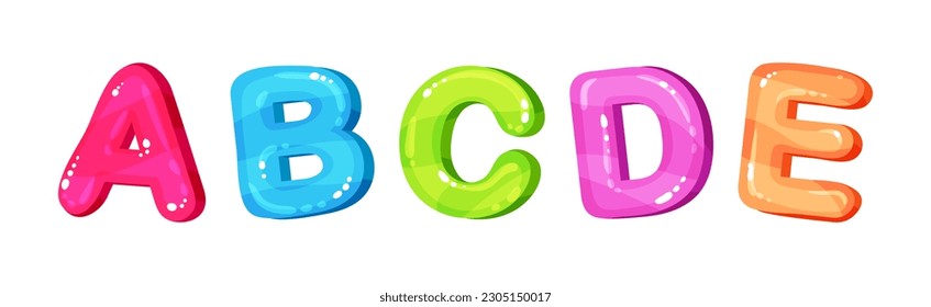 Funny Bright Letters of Children Alphabet Vector Set