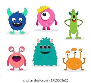 Funny bright monsters drawn hands, Vector