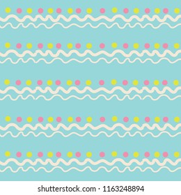  funny bright pattern with curved lines, dots, zigzags. Vector illustration.