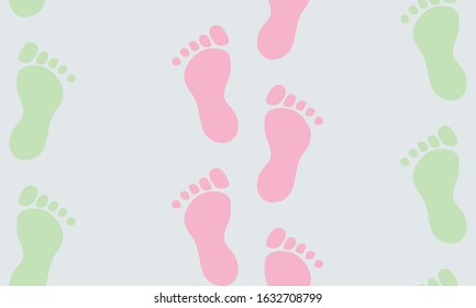 Funny bright pattern of feet. Seamless for print and baby decor. Vector illustration