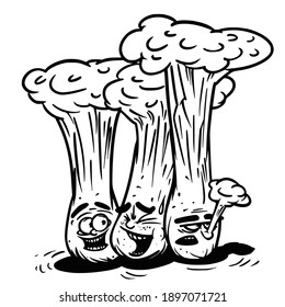 Funny broccoli and pimple. Vector illustration