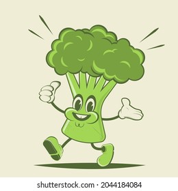 funny broccoli retro cartoon illustration