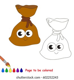 Funny Brown Burlap Bagful to be colored, the coloring book for preschool kids with easy educational gaming level.