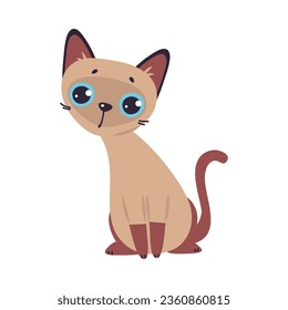 Funny Brown Cat with Cute Snout as Domestic Pet Sitting Vector Illustration