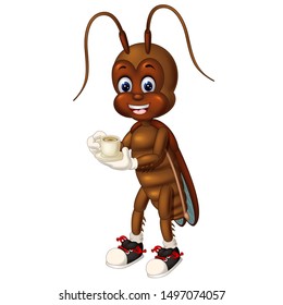 Funny Brown Cockroach Cartoon For Your Design
