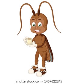 Funny Brown Cricket Cartoon For Your Design