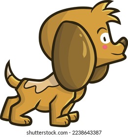 Funny brown dog smiling from side view. Cute dog cartoon illustration.