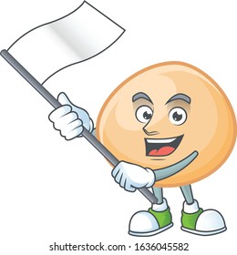 Funny brown hoppang cartoon character style holding a standing flag