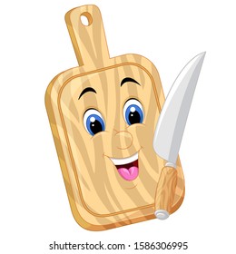 Funny Brown Knife And Cutting Board Cartoon
