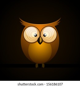 Funny brown owl with big eyes.