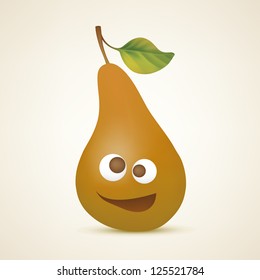 Funny brown pear. Vector illustration created using gradient meshes
