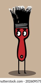 Funny brush cartoon character. Vector illustration.
