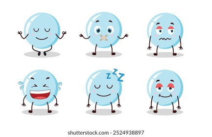 funny bubble cartoon with various expressions vector illustration