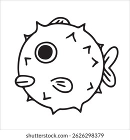funny bubble fish, vector illustration in doodle style coloring book