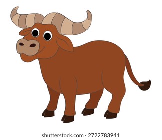Búfalo divertido aislado en el fondo blanco
