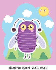 funny bug landscape cartoon design