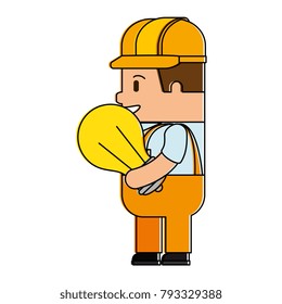 funny builder with bulb avatar character