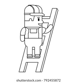 funny builder in stairs avatar character