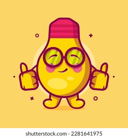 funny bulb lamp character mascot with thumb up hand gesture isolated cartoon in flat style design 