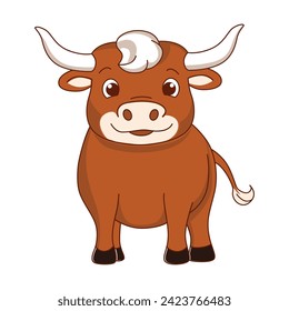 Funny bull cartoon for coloring book