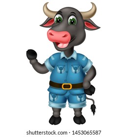 Funny Bull Cartoon For Your Design