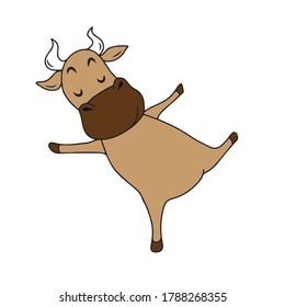 Bull gracioso. Pegatinas, diseño vectorial infantil para banners, postales y redes sociales