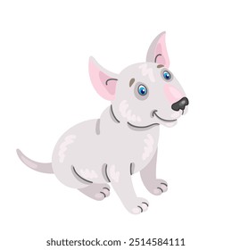 Engraçado cachorro de touro terrier. Em estilo cartoon. Isolado no fundo branco. Ilustração plana vetorial.