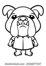 Funny Bulldog cartoon characters wearing summer shirt. Best for coloring book, logo, and outline with Pet themes