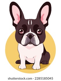 Funny Bulldog face, isolated vector illustration for kids and adults.